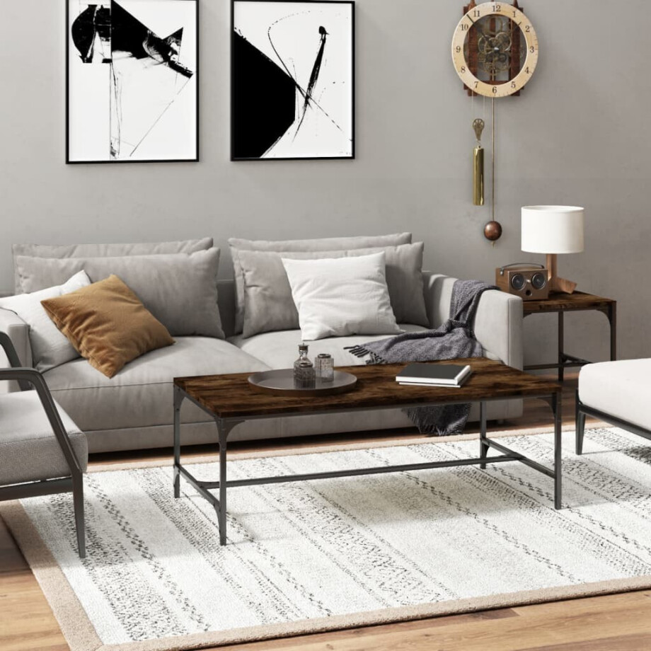 vidaXL Salontafel 100x50x35 cm bewerkt hout gerookt eikenkleurig afbeelding 1