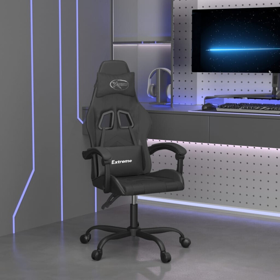 vidaXL Gamestoel draaibaar kunstleer zwart vidaXL Gamestoel draaibaar kunstleer zwart afbeelding 1