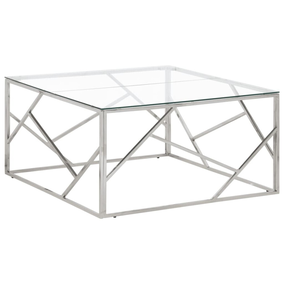 vidaXL Salontafel roestvrijstaal en gehard glas zilverkleurig vidaXL Salontafel roestvrijstaal en gehard glas zilverkleurig afbeelding 1