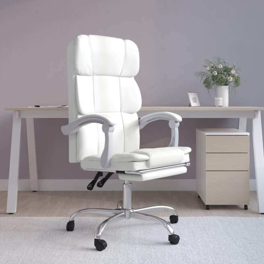 vidaXL Kantoorstoel verstelbaar kuntsleer wit afbeelding 1