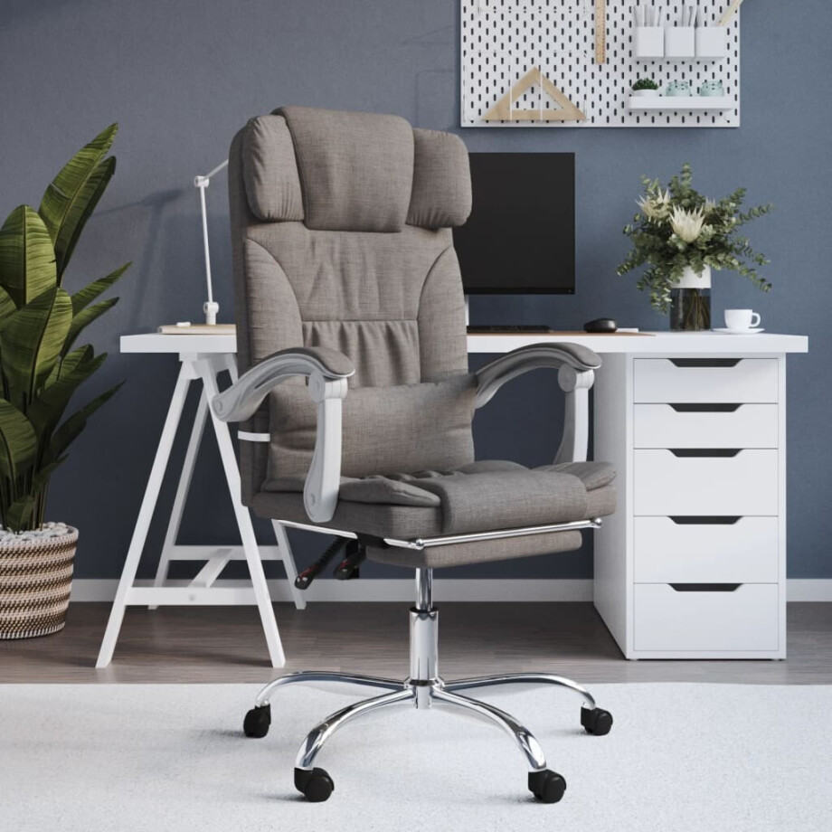 vidaXL Kantoorstoel massage verstelbaar stof taupe vidaXL Kantoorstoel massage verstelbaar stof taupe afbeelding 1