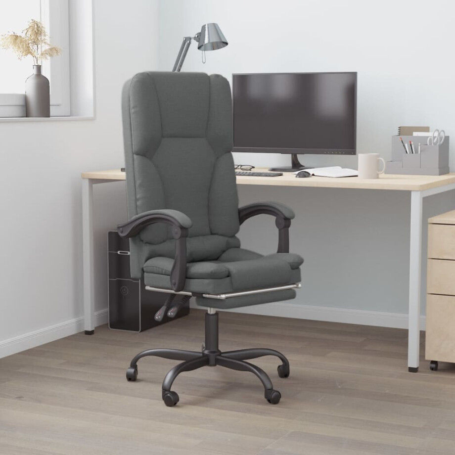 vidaXL Massage Relaxfauteuil voor op kantoor donkergrijs stof afbeelding 1