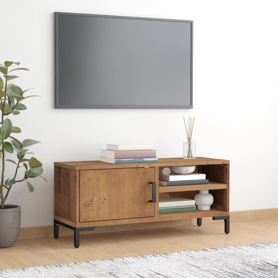 vidaXL Tv-meubel 90x30x40 cm massief grenenhout bruin afbeelding 1