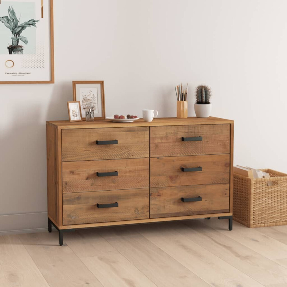 vidaXL Dressoir 110x35x70 cm massief grenenhout bruin afbeelding 1