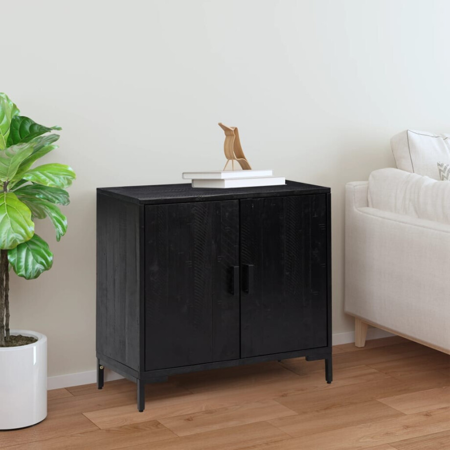 vidaXL Dressoir 75x35x70 cm massief grenenhout zwart afbeelding 1