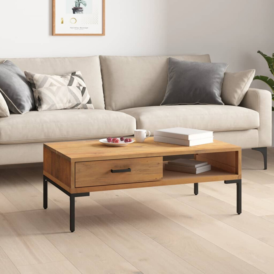 vidaXL Salontafel 90x50x35 cm massief grenenhout afbeelding 1