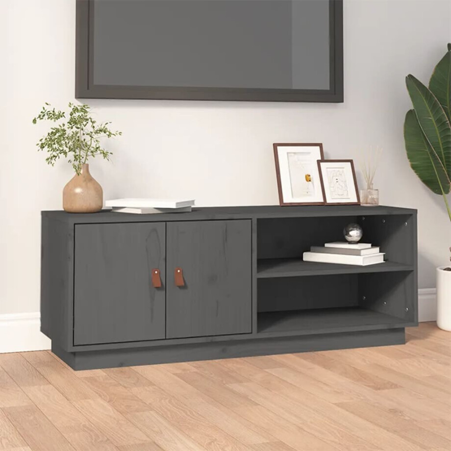vidaXL Tv-meubel 105x34x40 cm massief grenenhout grijs vidaXL Tv-meubel 105x34x40 cm massief grenenhout grijs afbeelding 1