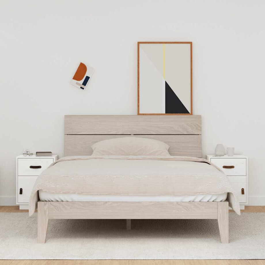 vidaXL Nachtkastjes 2 st 40x34x55 cm massief grenenhout wit afbeelding 1