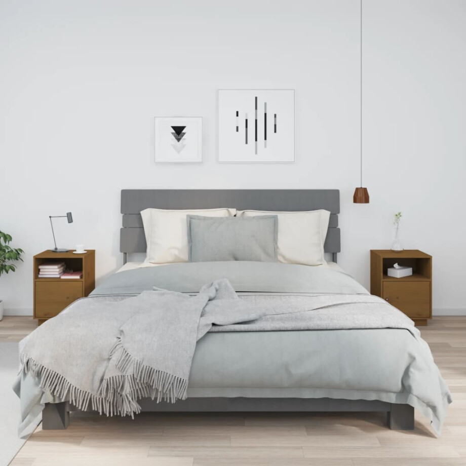 vidaXL Nachtkastjes 2 st 40x34x55 cm massief grenenhout honingbruin afbeelding 1
