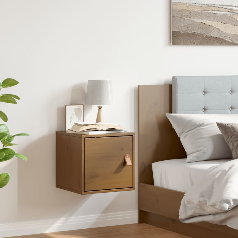 vidaXL Wandkast 31,5x30x30 cm massief grenenhout honingbruin afbeelding 1