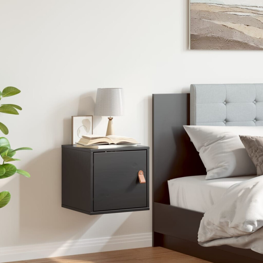 vidaXL Wandkast 31,5x30x30 cm massief grenenhout zwart vidaXL Wandkast 31,5x30x30 cm massief grenenhout zwart afbeelding 1