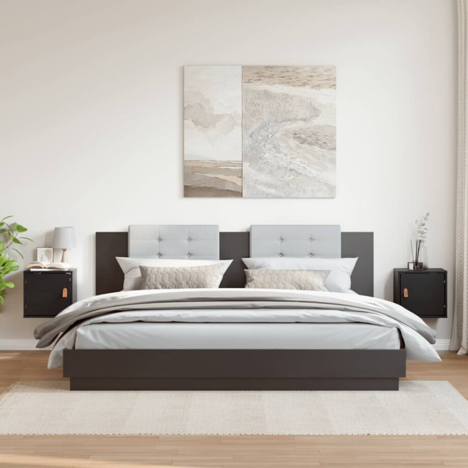 vidaXL Wandkasten 2 st 31,5x30x30 cm massief grenenhout zwart afbeelding 1