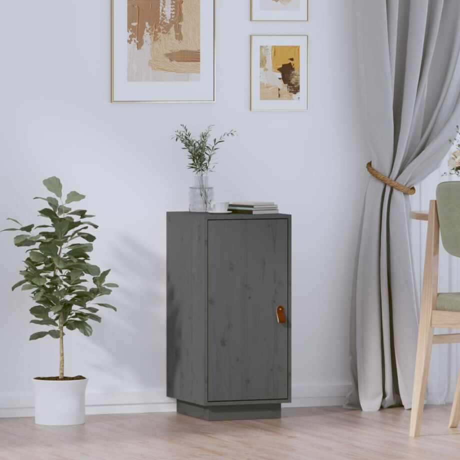 vidaXL Dressoir 34x40x75 cm massief grenenhout grijs afbeelding 1