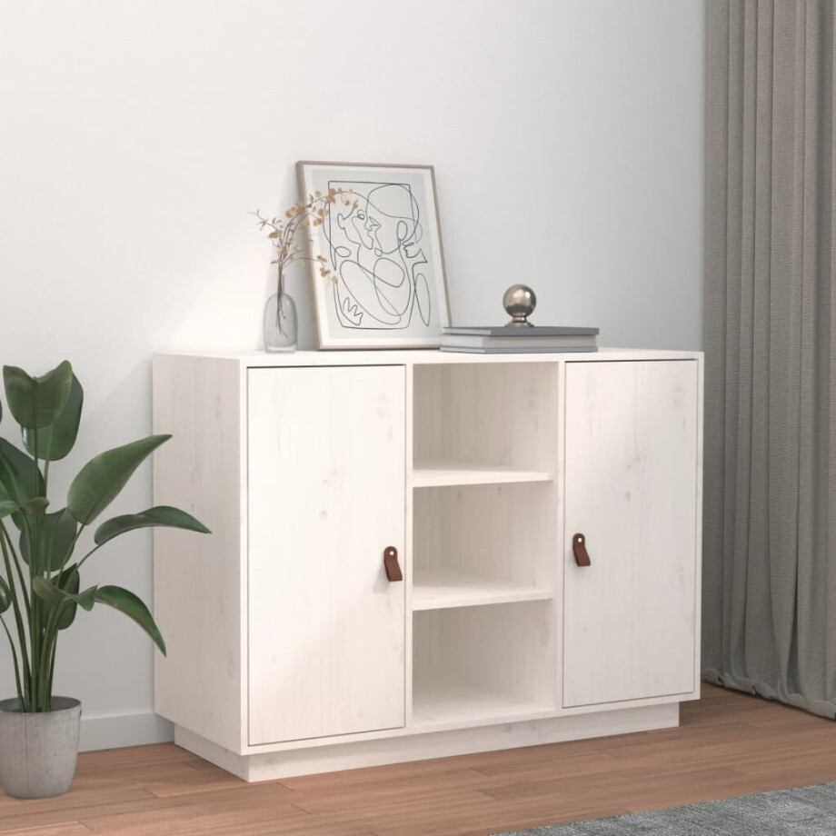 vidaXL Dressoir 100x40x75 cm massief grenenhout wit vidaXL Dressoir 100x40x75 cm massief grenenhout wit afbeelding 1