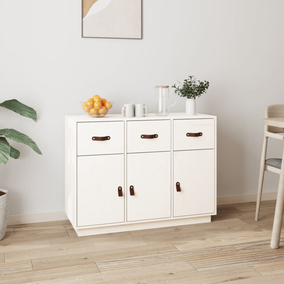 vidaXL Dressoir 100x40x75 cm massief grenenhout wit afbeelding 1