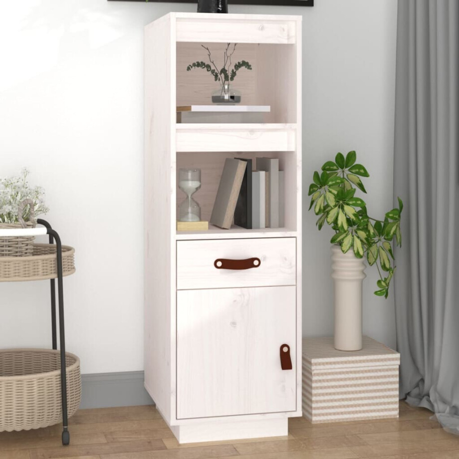 vidaXL Hoge kast 34x40x108,5 cm massief grenenhout wit vidaXL Hoge kast 34x40x108,5 cm massief grenenhout wit afbeelding 1