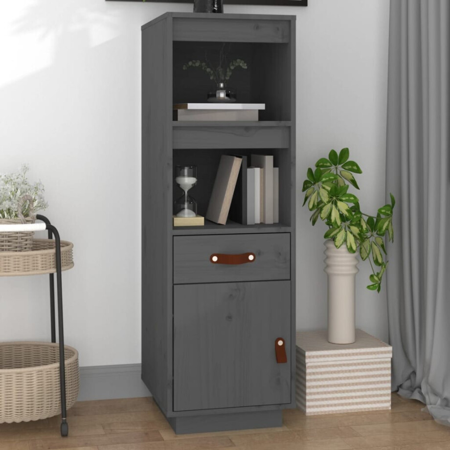 vidaXL Hoge kast 34x40x108,5 cm massief grenenhout grijs vidaXL Hoge kast 34x40x108,5 cm massief grenenhout grijs afbeelding 1