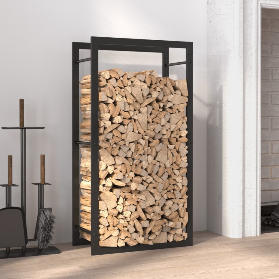 vidaXL Haardhoutrek 50x28x94 cm staal matzwart afbeelding 1