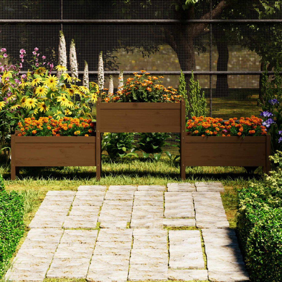 vidaXL Plantenbak 245,5x44x75 cm massief grenenhout honingbruin afbeelding 1