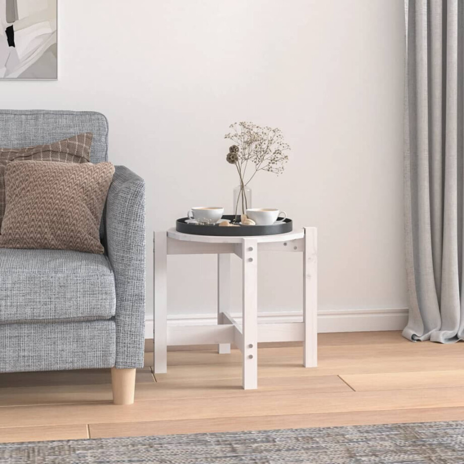 vidaXL Salontafel Ø 52,5x45 cm massief grenenhout wit afbeelding 1