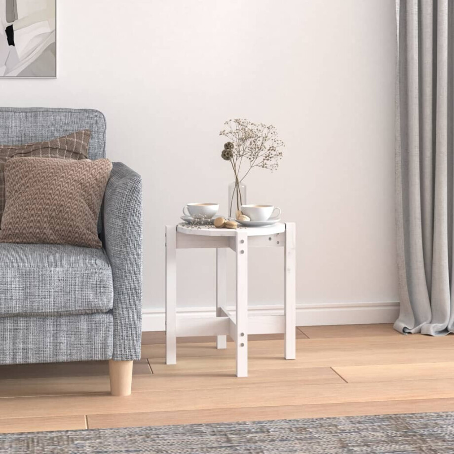 vidaXL Salontafel Ø 42,5x45 cm massief grenenhout wit vidaXL Salontafel Ø 42,5x45 cm massief grenenhout wit afbeelding 1