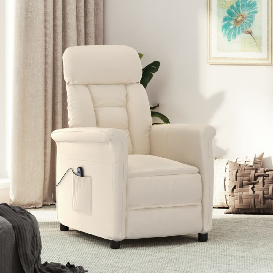 vidaXL Fauteuil elektrisch verstelbaar microvezel beige vidaXL Fauteuil elektrisch verstelbaar microvezel beige afbeelding 1
