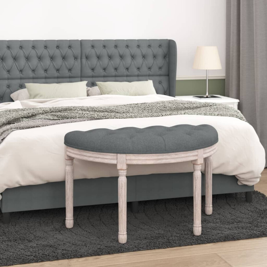 vidaXL Bankje 81,5x41x49 cm stof donkergrijs afbeelding 1