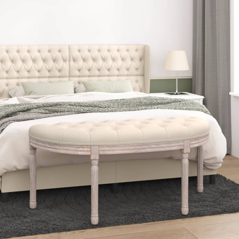 vidaXL Bankje 110,5x45x49 cm linnen afbeelding 1