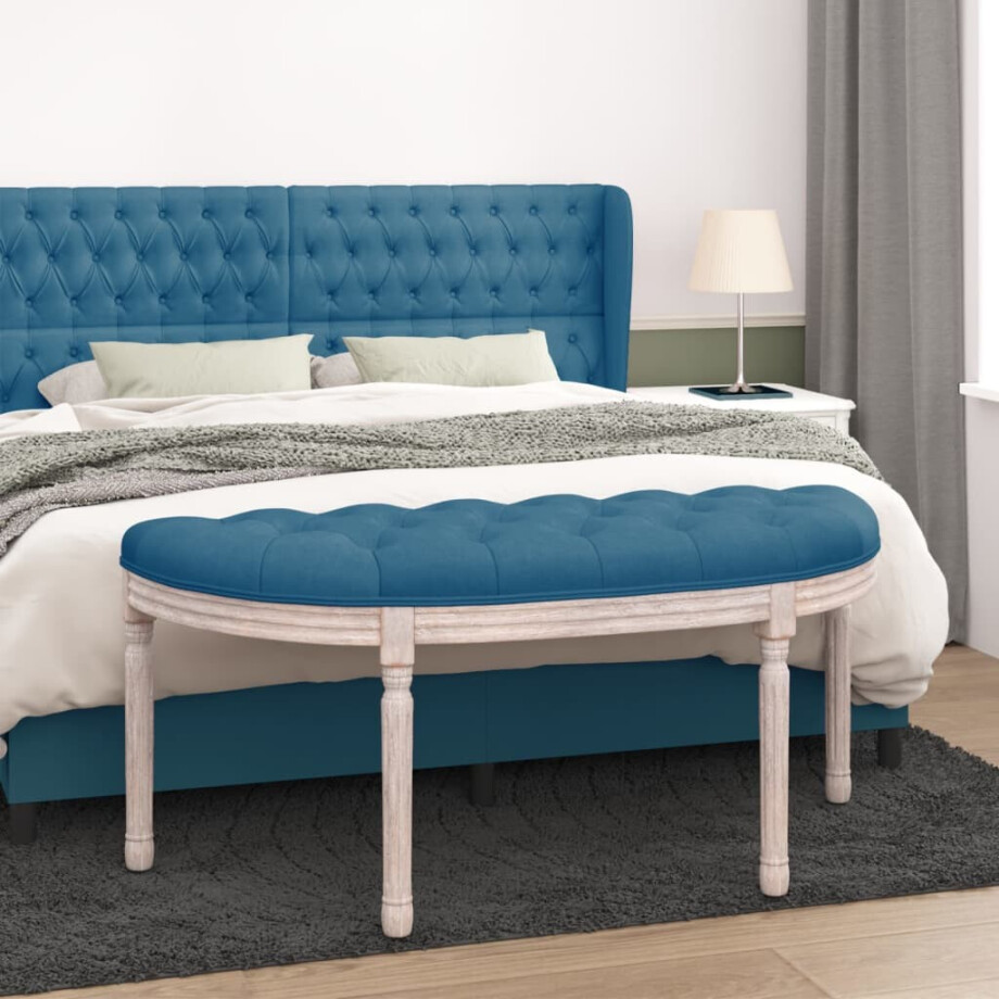 vidaXL Bankje 110,5x45x49 cm fluweel blauw afbeelding 1