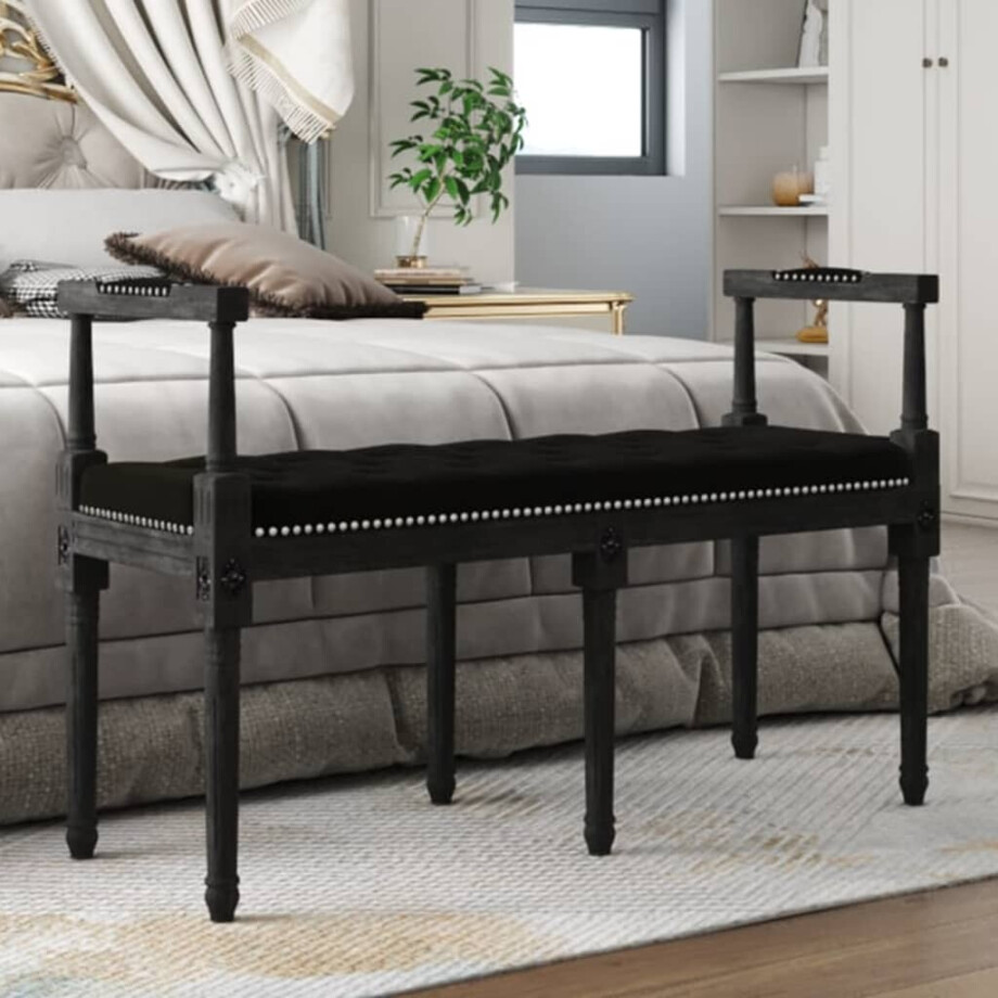 vidaXL Bankje 110x40x70 cm fluweel zwart vidaXL Bankje 110x40x70 cm fluweel zwart afbeelding 1