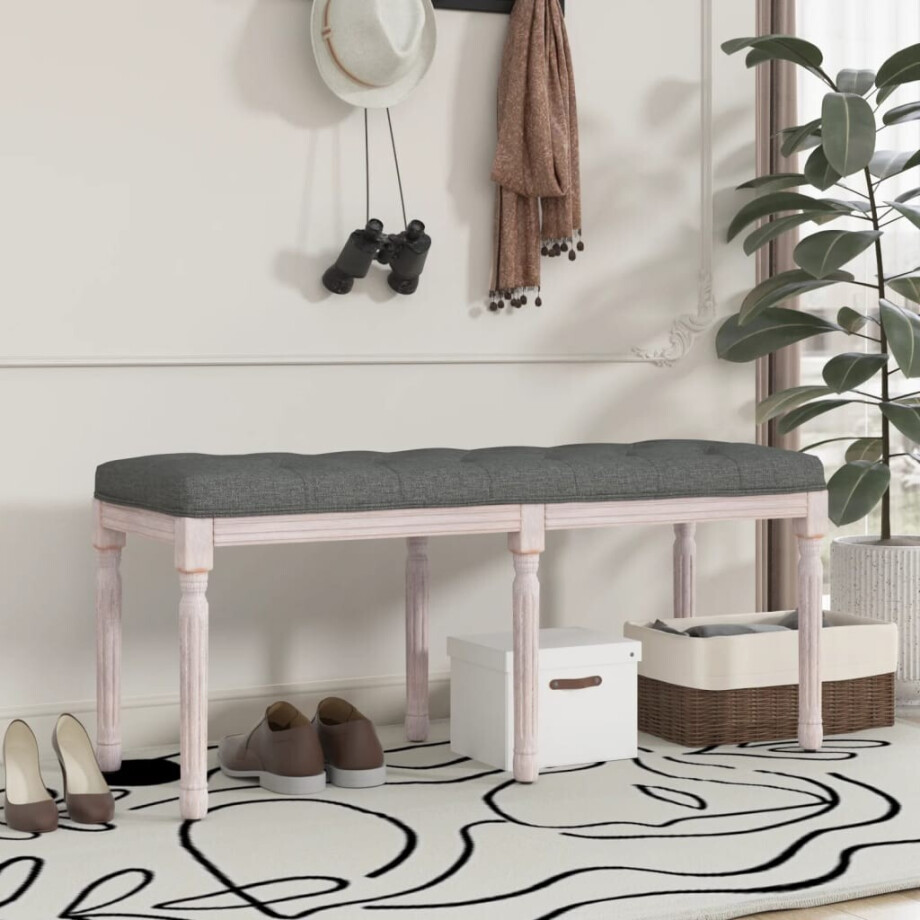 vidaXL Bankje 110x40x49 cm stof donkergrijs afbeelding 1