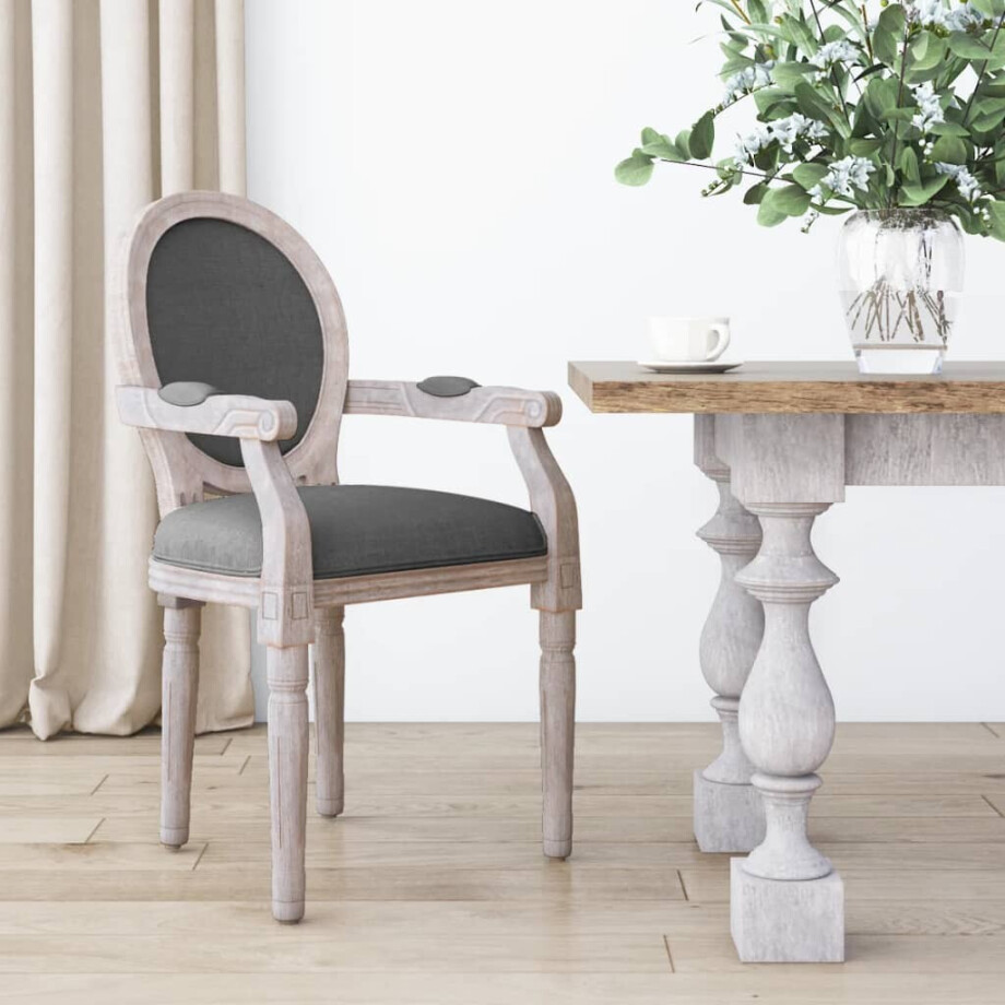 vidaXL Eetkamerstoel 54x56x96,5 cm stof donkergrijs afbeelding 1