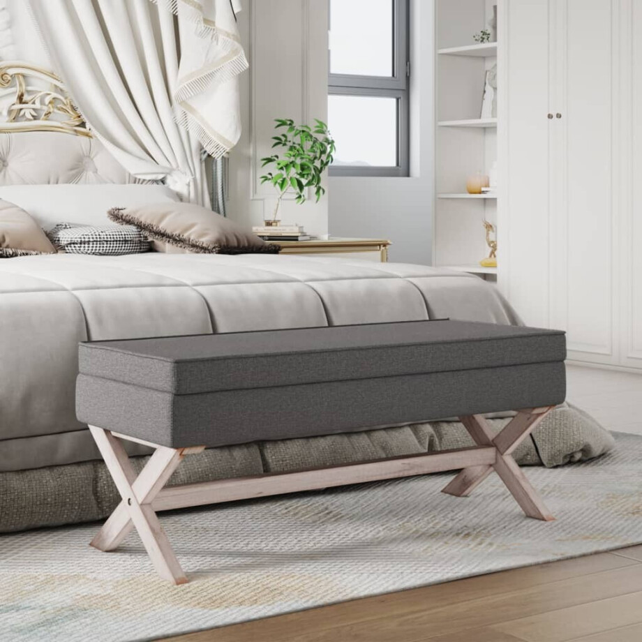 vidaXL Opbergkruk 110x45x49 cm stof donkergrijs afbeelding 1