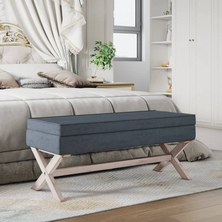 vidaXL Opbergkruk 110x45x49 cm fluweel donkergrijs afbeelding 1