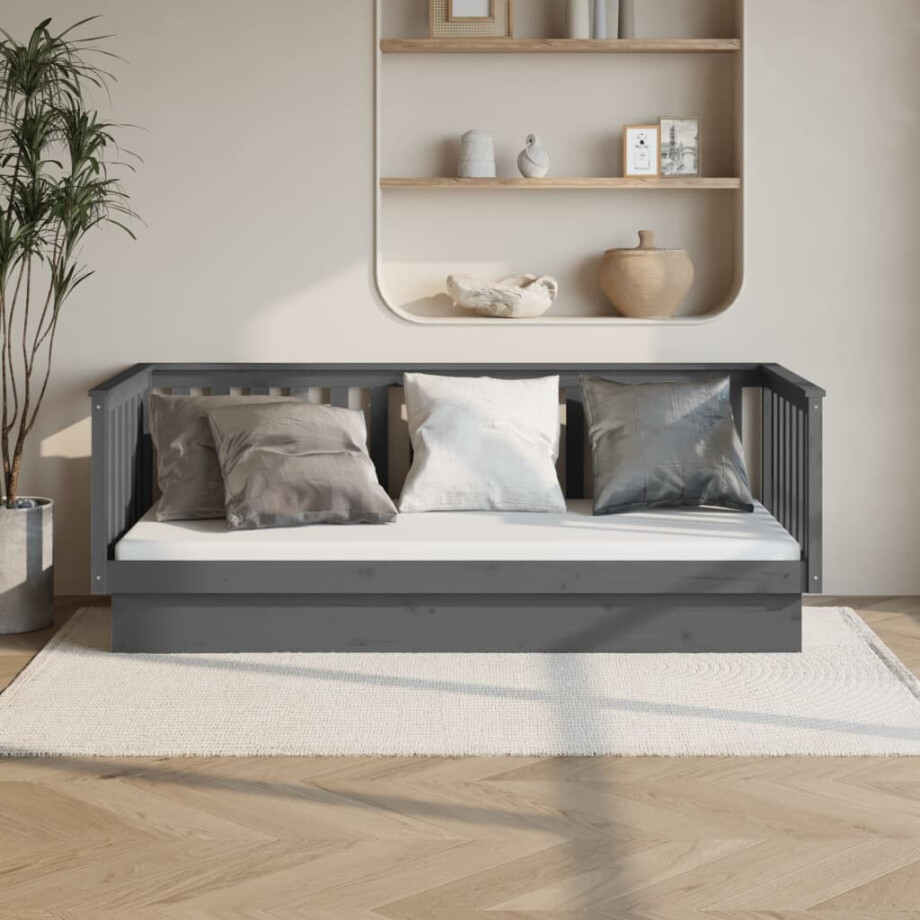 vidaXL Slaapbank 80x200 cm massief grenenhout grijs afbeelding 1