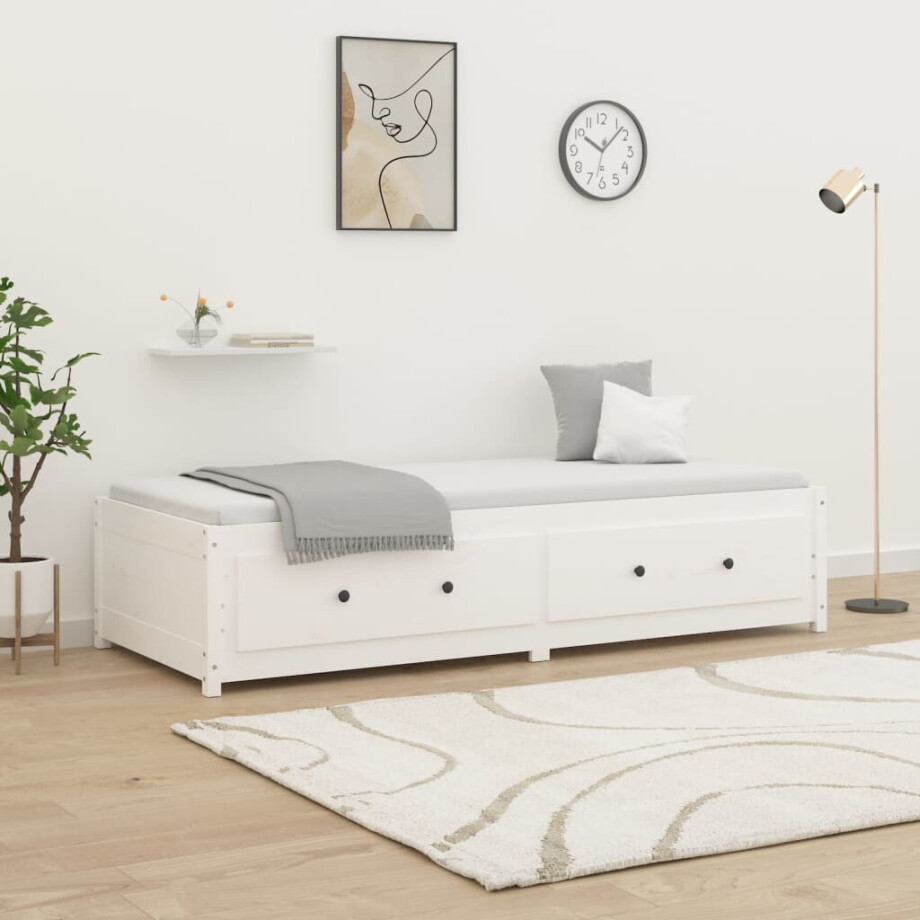 vidaXL Slaapbank 90x190 cm massief grenenhout wit afbeelding 1