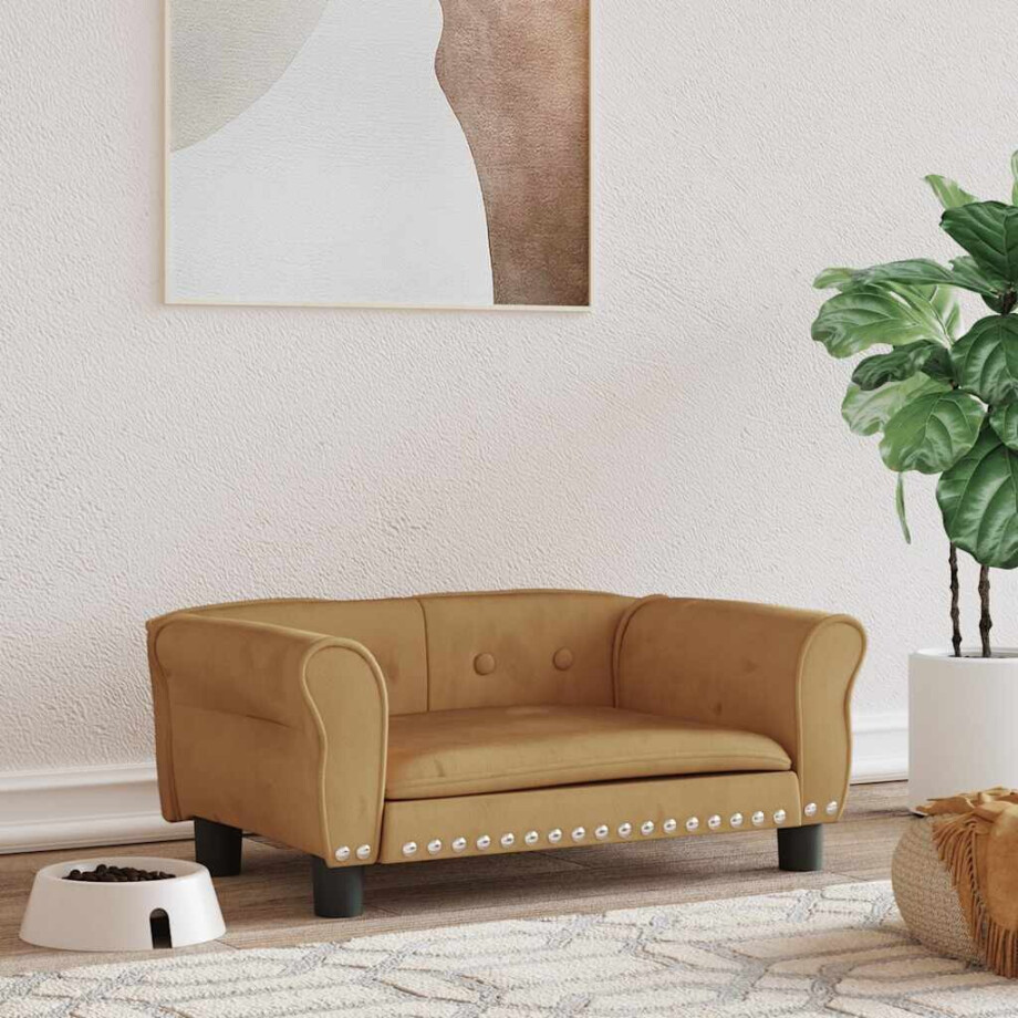 vidaXL Hondenmand 70x45x30 cm fluweel bruin afbeelding 1