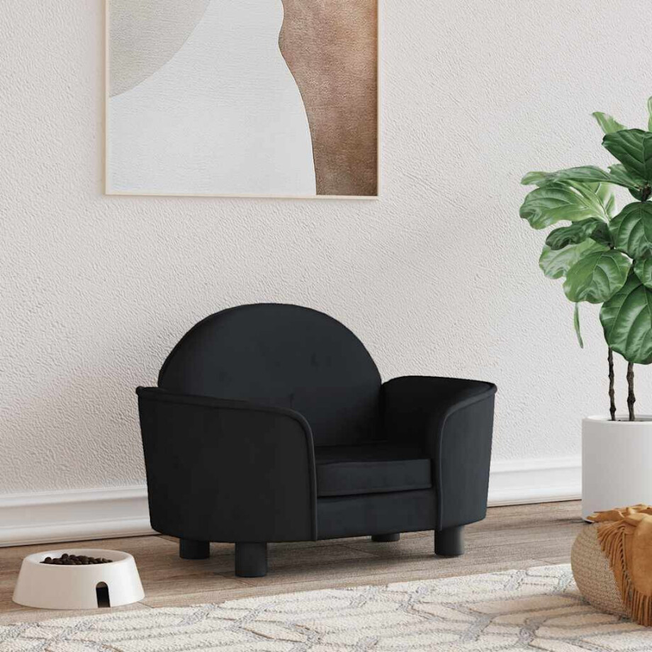 vidaXL Hondenmand 66x40x45 cm fluweel zwart afbeelding 1