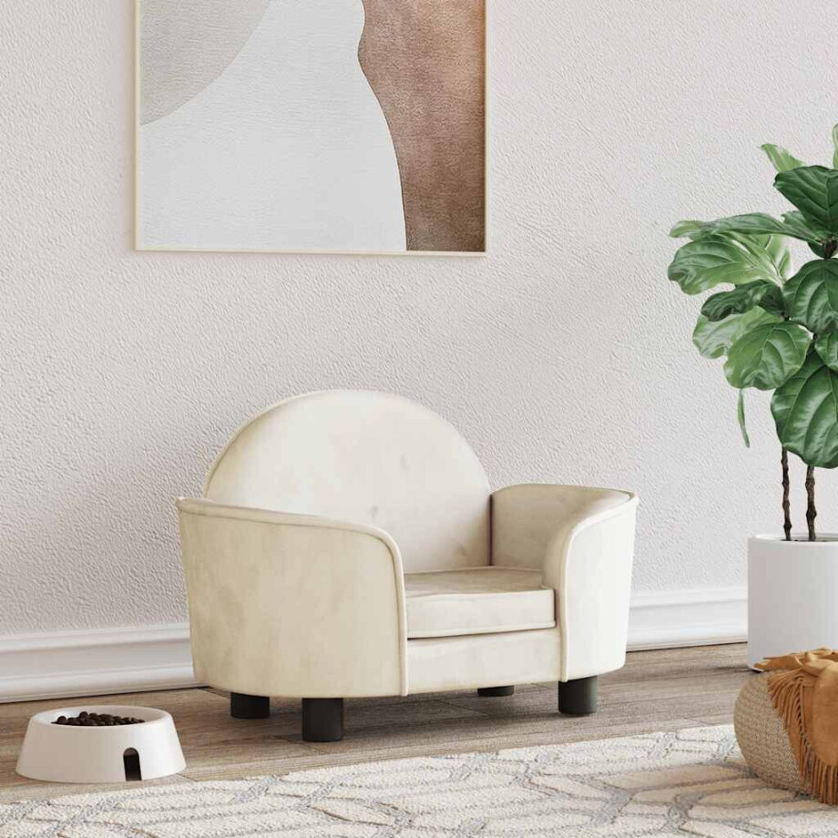 vidaXL Hondenmand 66x40x45 cm fluweel crèmekleurig vidaXL Hondenmand 66x40x45 cm fluweel crèmekleurig afbeelding 1