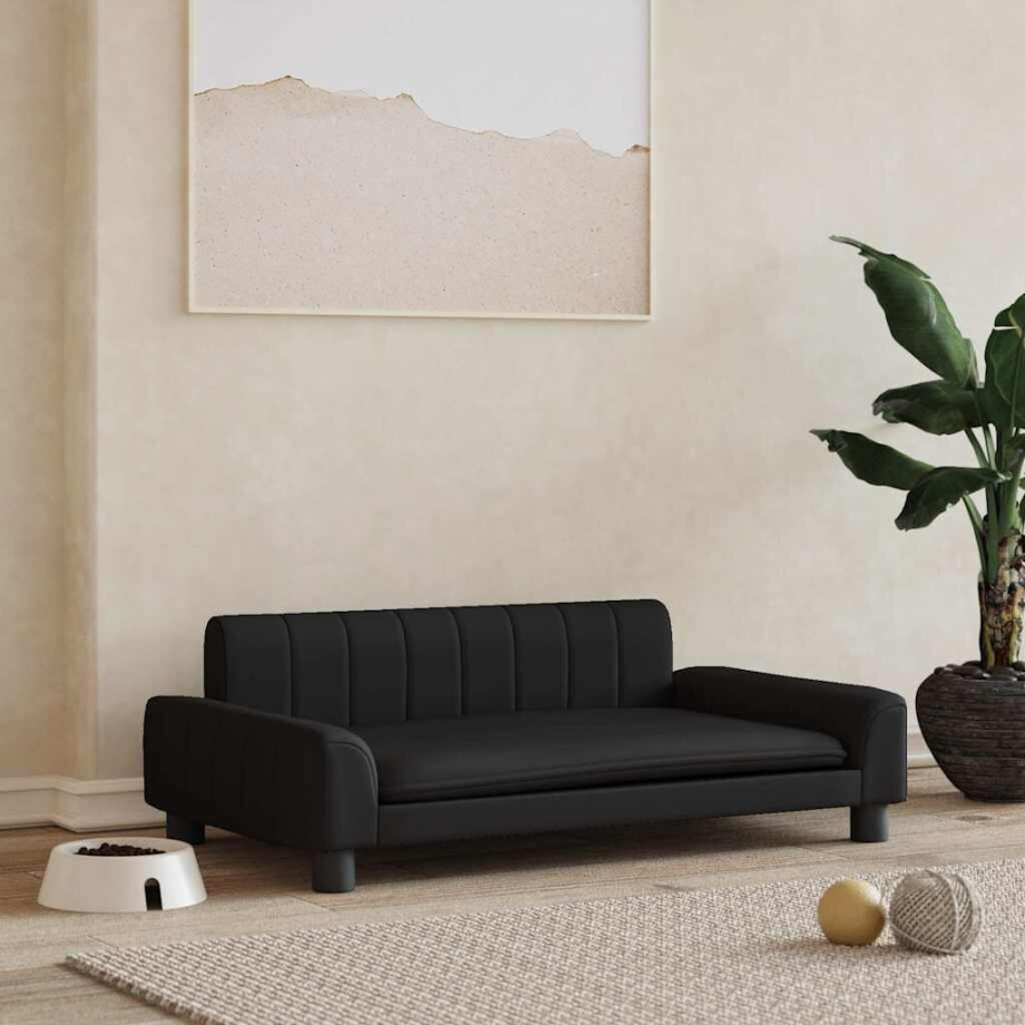 vidaXL Hondenmand 90x53x30 cm kunstleer zwart afbeelding 1