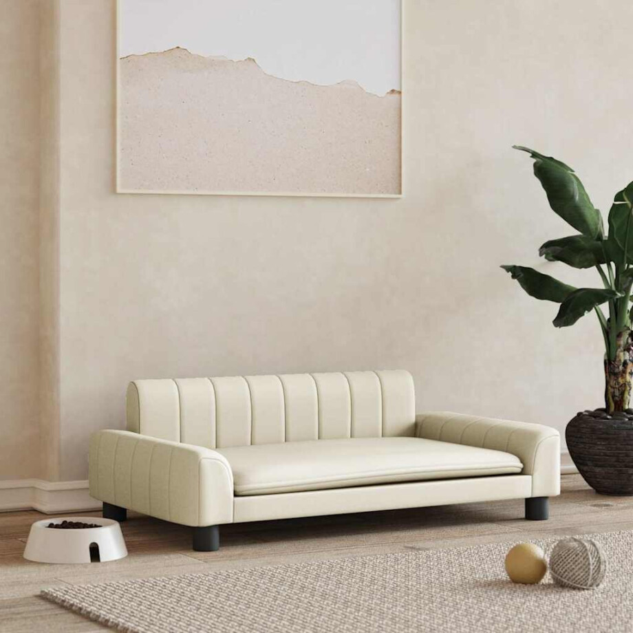 vidaXL Hondenmand 90x53x30 cm kunstleer crèmekleurig vidaXL Hondenmand 90x53x30 cm kunstleer crèmekleurig afbeelding 1