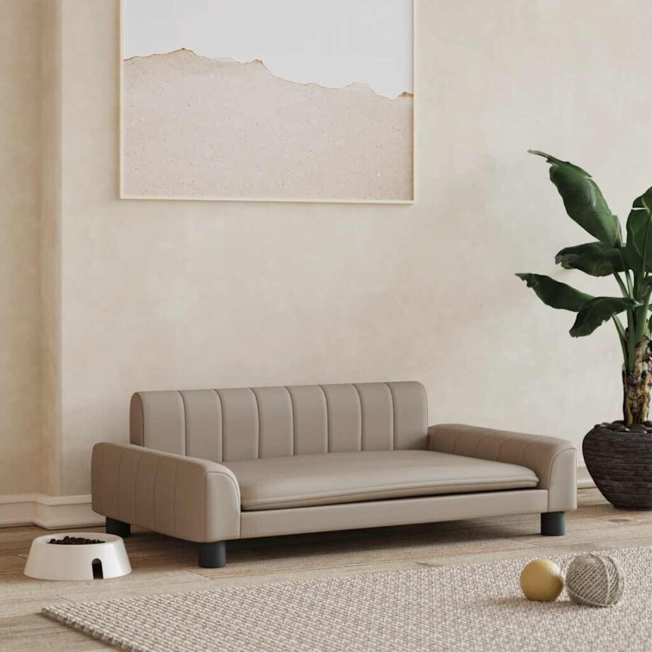 vidaXL Hondenmand 90x53x30 cm kunstleer cappuccinokleurig afbeelding 1