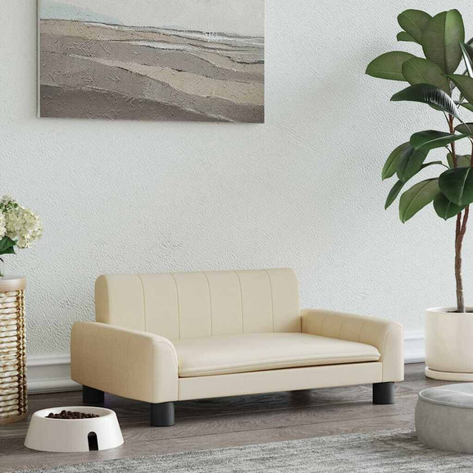 vidaXL Hondenmand 70x45x30 cm stof crèmekleurig vidaXL Hondenmand 70x45x30 cm stof crèmekleurig afbeelding 1