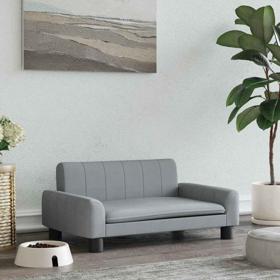 vidaXL Hondenmand 70x45x30 cm stof lichtgrijs afbeelding 1