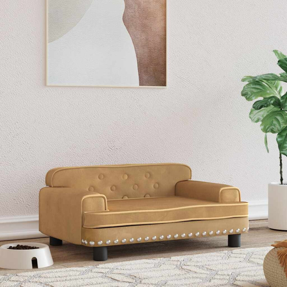 vidaXL Hondenmand 70x45x30 cm fluweel bruin afbeelding 1