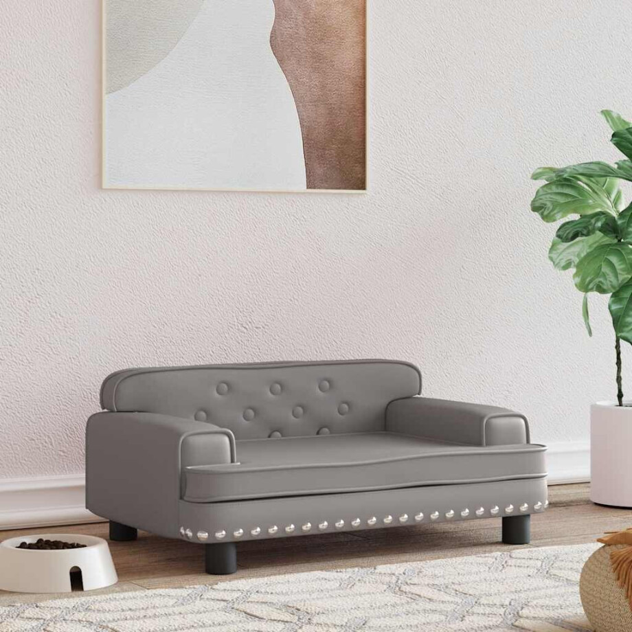 vidaXL Hondenmand 70x45x30 cm kunstleer grijs vidaXL Hondenmand 70x45x30 cm kunstleer grijs afbeelding 1