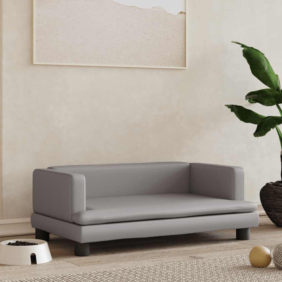 vidaXL Hondenmand 80x45x30 cm kunstleer grijs vidaXL Hondenmand 80x45x30 cm kunstleer grijs afbeelding 1