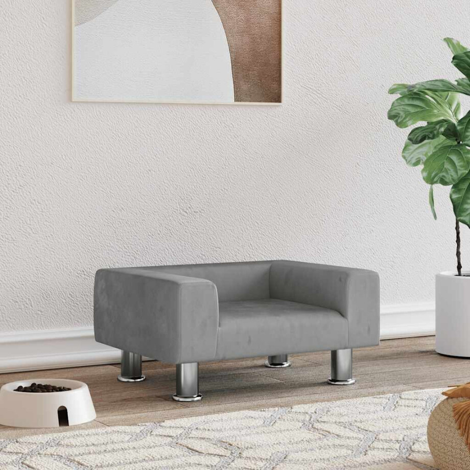 vidaXL Hondenmand 50x40x26,5 cm fluweel lichtgrijs afbeelding 1