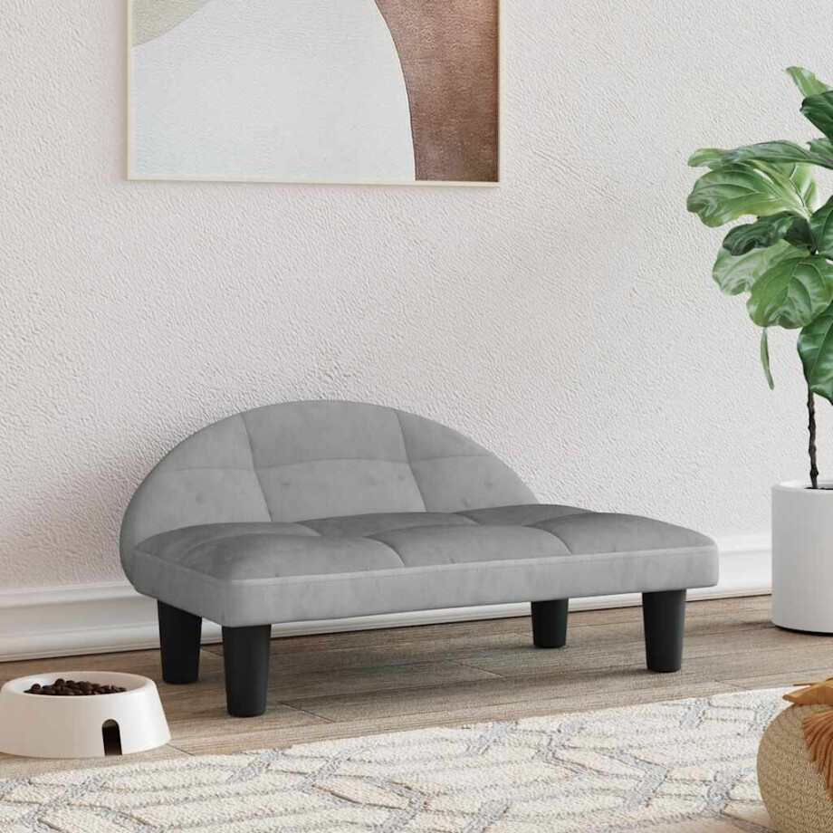 vidaXL Hondenmand 70x52x30 cm fluweel lichtgrijs afbeelding 1