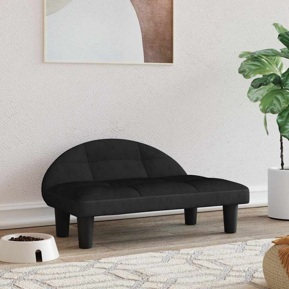 vidaXL Hondenmand 70x52x30 cm fluweel zwart vidaXL Hondenmand 70x52x30 cm fluweel zwart afbeelding 1